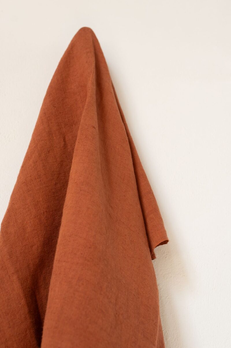 Liloh Antique Narrow Loom Hemp Throw – Russet Dyed - Image 2