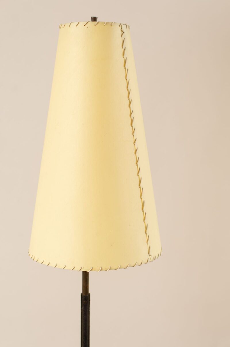 Liloh Vintage Metal & Bakelite Floor Lamp with Whip-Stitched Velum Shade – Italy c.1950 - Image 2