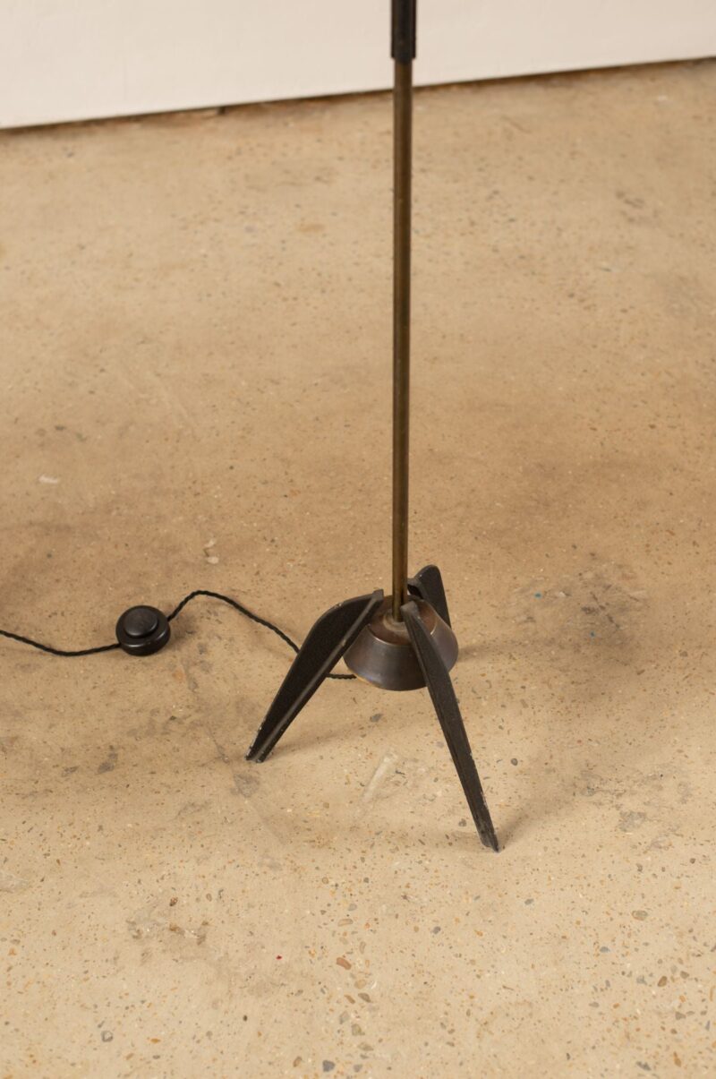 Liloh Vintage Metal & Bakelite Floor Lamp with Whip-Stitched Velum Shade – Italy c.1950 - Image 4