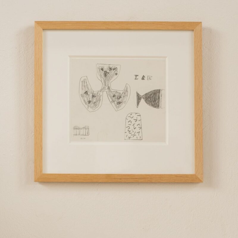 Liloh Original Abstract Pencil Drawing on Paper – c.1974